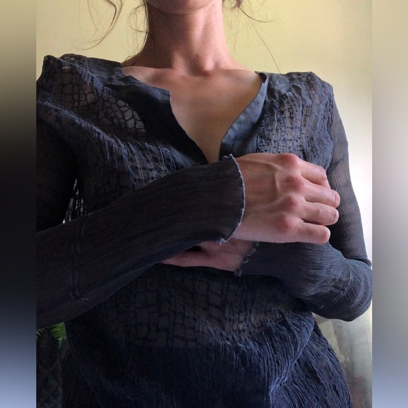 Sheer silk devore (burnout) dress - Picture 2 of 7